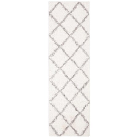 Safavieh 2 ft. 3 in. x 7 ft. Parma Shag Power Loomed Runner Area Rug; Cream & Grey PMA521A-27